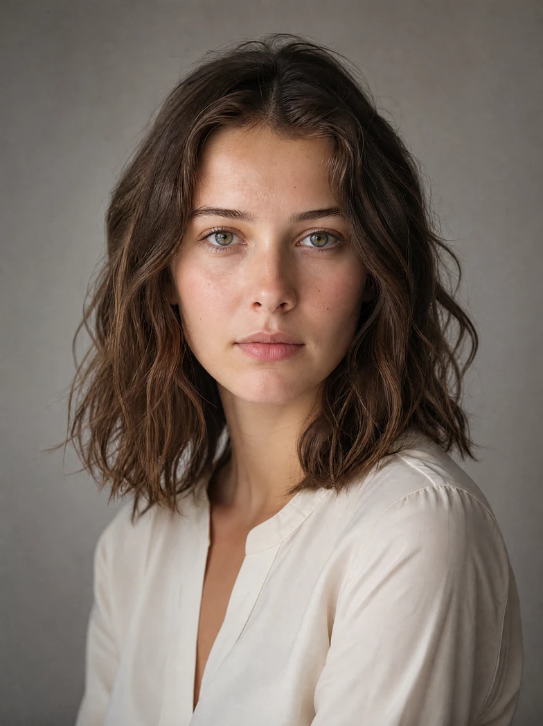 Young woman natural studio portrait
